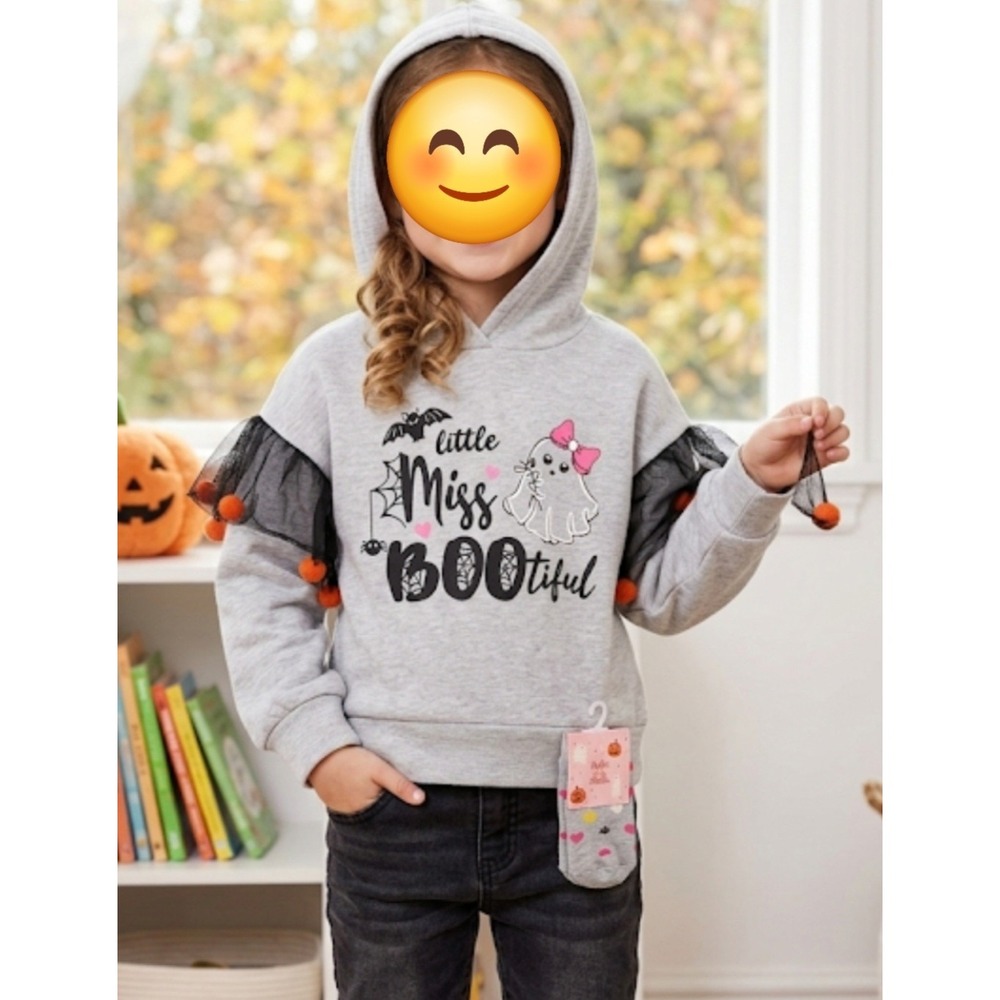 Maddie Michelle Little Miss BOOtiful Gray Kids Hoodie Size 6X NWT
